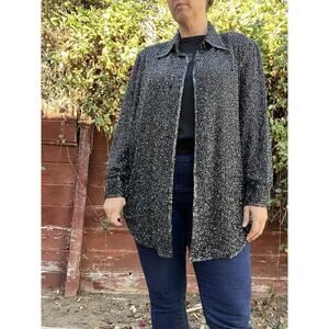 Vintage Silk Beaded Jacket Shirt size XXL